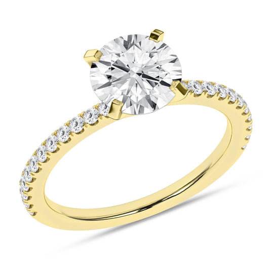 14K Yellow Gold Lab Grown 2.27ctw Round Diamond Engagement Ring