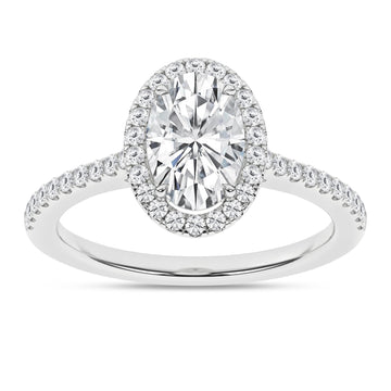 14K White Gold Lab Grown 1.75CTW Oval Halo Engagement Ring