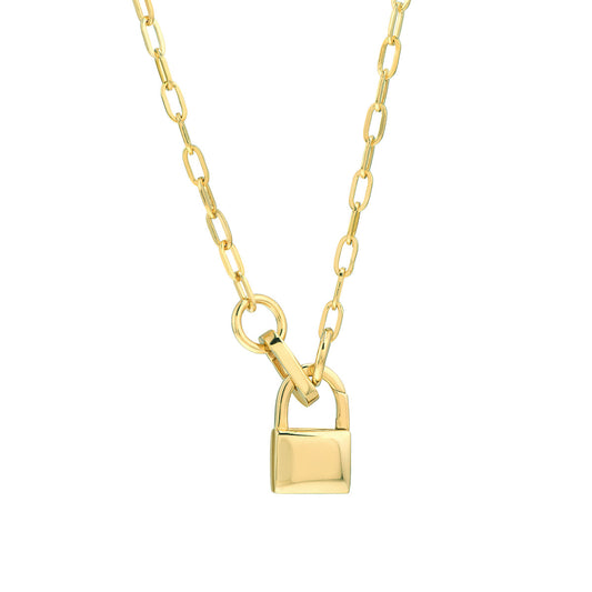 14K Yellow Gold Mini Oval Push Lock