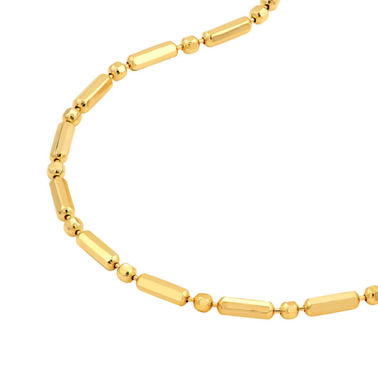 14K Yellow Gold 7.25" Bead and Bar Bracelet