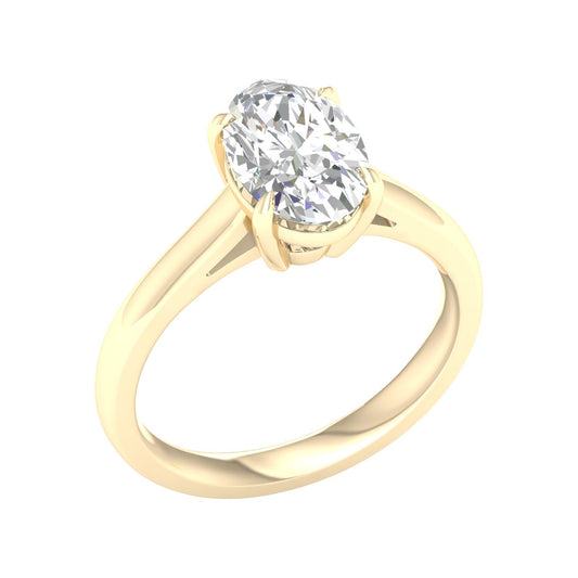 14K Yellow Gold Lab Grown 1.95ct Oval Diamond Engagement Ring