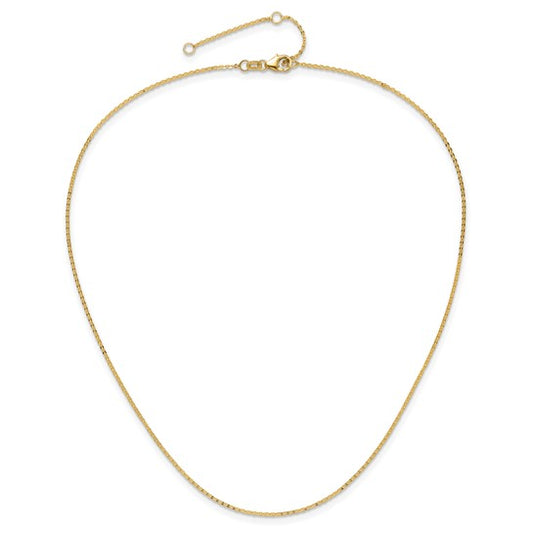 10K Yellow Gold Adjustable Flat Cable Chain 16" to 18"