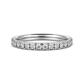14K White Gold Diamond Pave Wedding Band