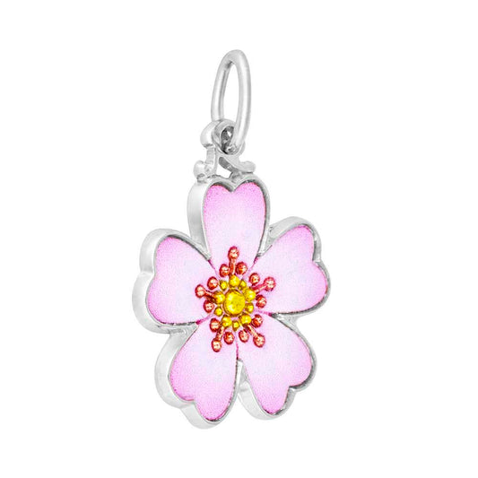 Sterling Silver Painted Cherry Blossom Charm
