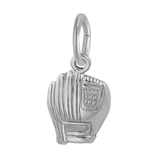 Sterling Silver Baseball Glove Charm with Pearl Accent