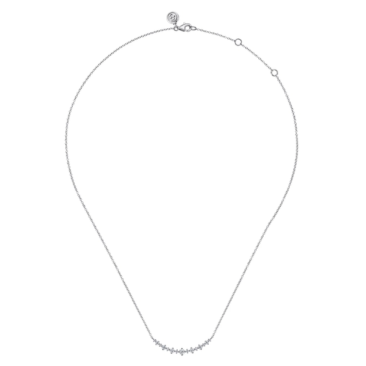 14K White Gold Diamond Bar Necklace