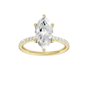 14K Yellow Gold 2.27ctw Lab Grown Marquise Diamond with Hidden Halo Engagement Ring