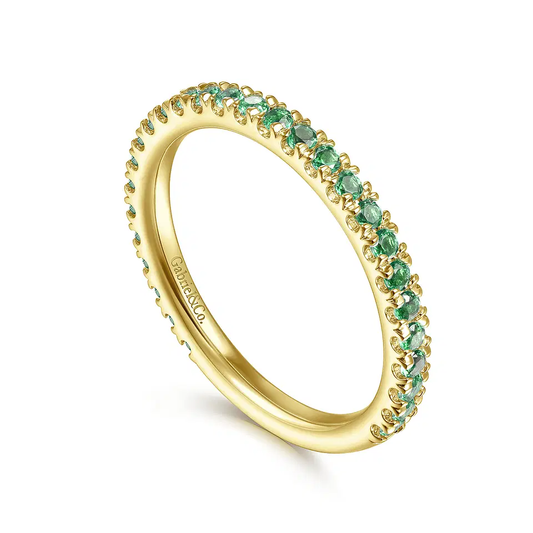 14K Yellow Gold Emerald Stackable Ring