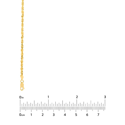 14K 3mm Diamond Cut Rope Chain Bracelet