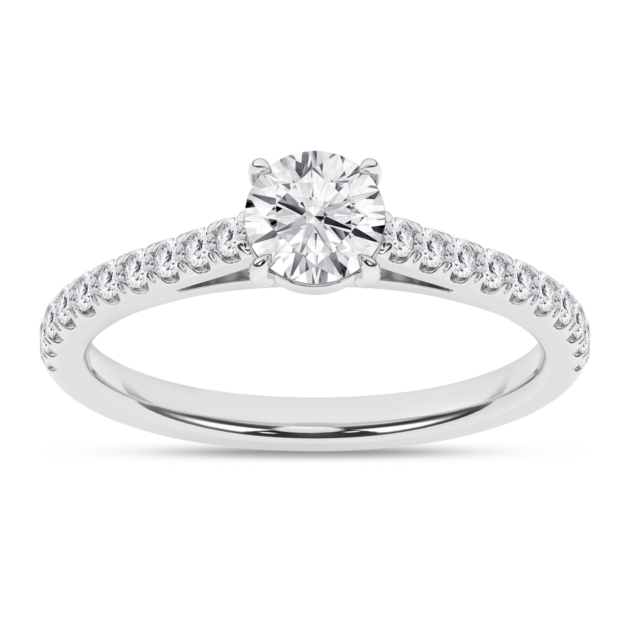 14K White Gold Lab Grown Round Diamond Engagement Ring