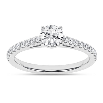 14K White Gold Lab Grown Round Diamond Engagement Ring