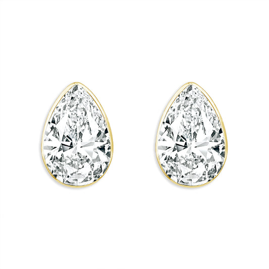 14K Yellow Gold 1.50ctw Lab Grown Pear Diamond SkySet Martini Stud Earrings