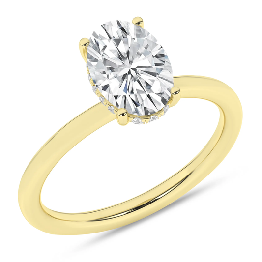 14K Yellow Gold Lab Grown 2.10ctw Oval Diamond Hidden Halo Engagement Ring