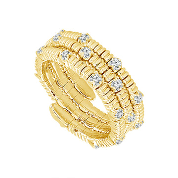 14K Yellow Gold Pave Diamond Flexi Wrap Ring