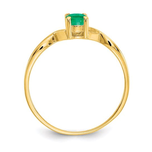 14K Yellow Gold Emerald Birthstone Ring