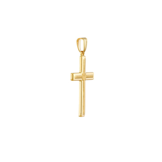 14K Yellow Gold Polished with Raised Satin Cross Pendant
