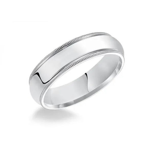 White Gold Milgrain Wedding Band