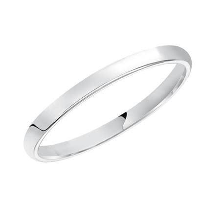 14K White Gold Low Dome Plain 2MM Wedding Band