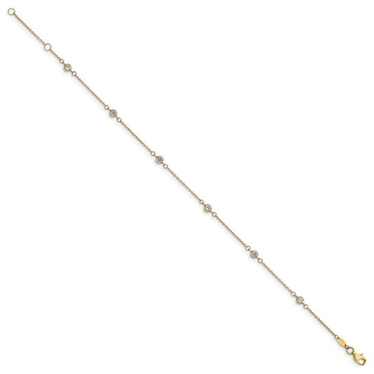 10K Cubic Zirconia Polished Anklet