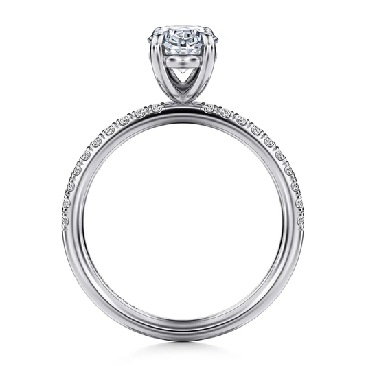 14K White Gold Oval Diamond Engagement Ring