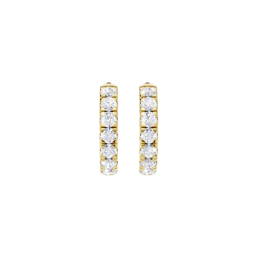 14K Yellow Gold Lab Grown 1.0CTW Inside-Out Diamond Huggies
