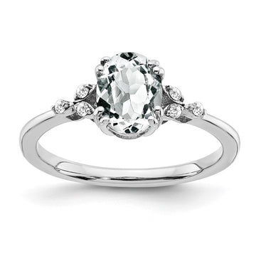 Sterling Silver White Topaz & Diamond Ring