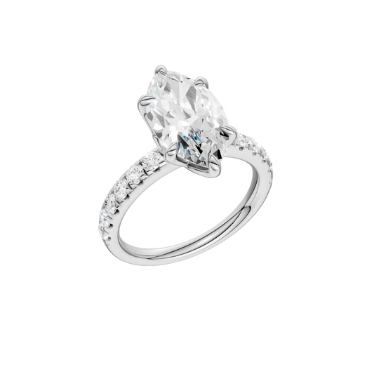 14K White Gold Lab Grown 3.62ctw Marquise Diamond Engagement Ring