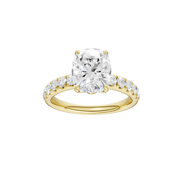 14K Yellow Gold Lab Grown 3.07ctw Elongated Cushion Diamond Engagement Ring