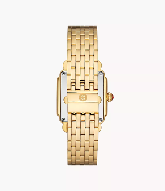 Michele Deco Mid 18K Gold Diamond Dial Watch