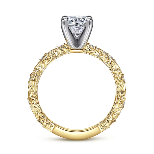 14K Yellow Gold Round Diamond Engagement Ring