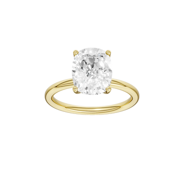 14K Yellow Gold Lab Grown 2.15ctw Elongated Cushion Diamond Hidden Halo Engagement Ring