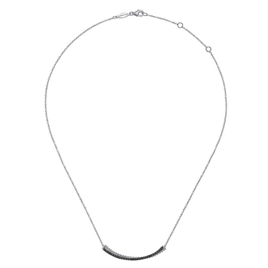 925 Sterling Silver Black Spinel Bujukan Bar Necklace