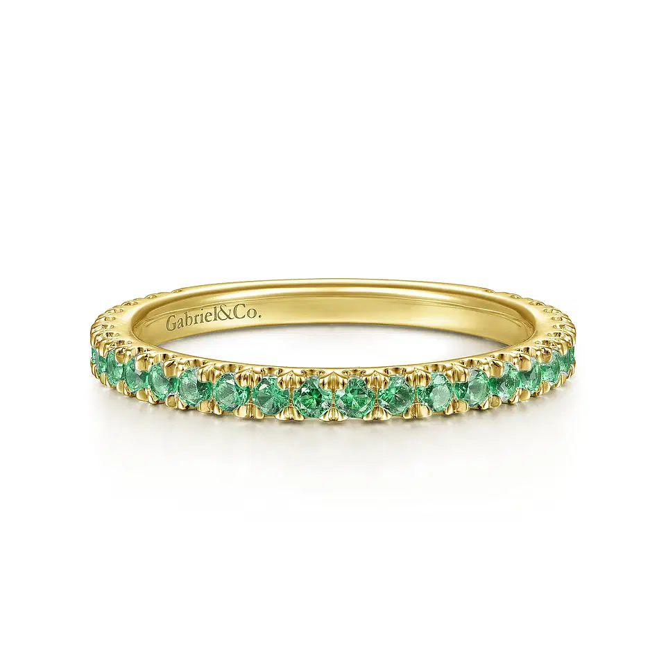 14K Yellow Gold Emerald Stackable Ring