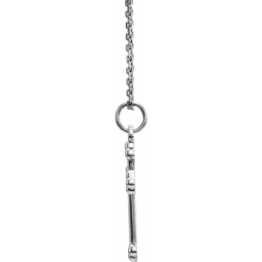 14K White Gold Small Fancy Cross Pendant