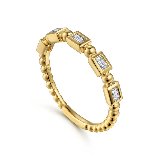 14K Yellow Gold Diamond Geometric Stackable Ring
