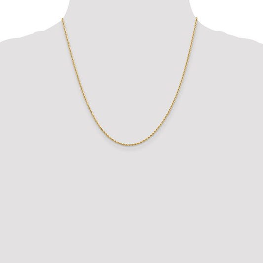 14K Yellow Gold 1.3mm Diamond-Cut Quadruple Rope Chain 20"