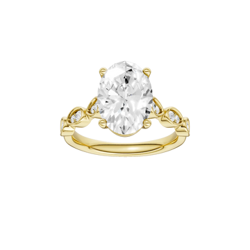 14K Yellow Gold Lab Grown 3.20ctw Oval Diamond Engagement Ring with Trellis Shank