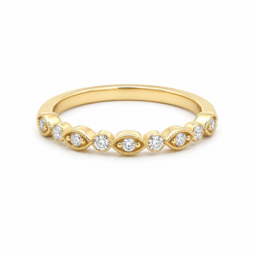 14K Yellow Gold Diamond Segmented Stackable Band
