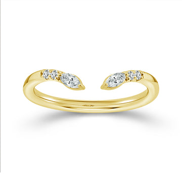 14K Yellow Gold 1/6ctw Marquise and Round Diamond Ring Wrap