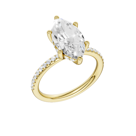 14K Yellow Gold 2.79ctw Lab Grown Marquise Diamond Hidden Halo Engagement Ring