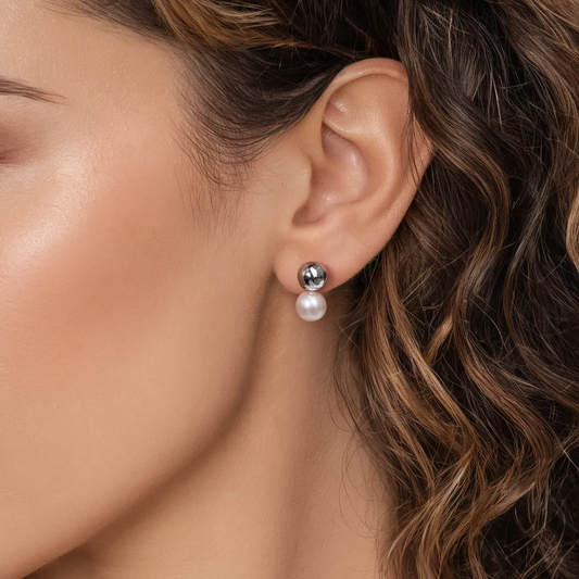 Sterling Silver Pearl Stud Earrings