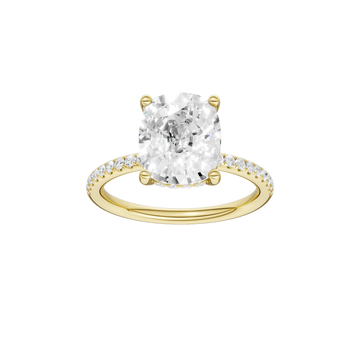 14K Yellow Gold 3.30ctw Lab Grown Elongated Cushion Diamond Hidden Halo Engagement Ring