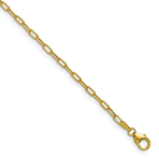 14K Yellow Gold 2.2mm Semi-Solid Paperclip Chain 20"