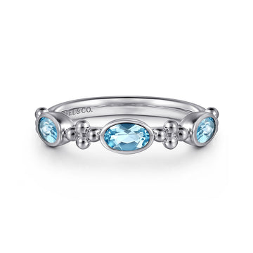 Sterling Silver Bujukan Blue Topaz Fashion Ladies Ring