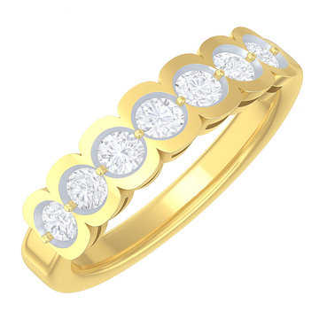 14KT Yellow Gold .68ctw Diamond Bezel Set 7-Stone Band
