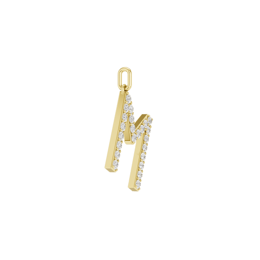 14K Yellow Gold Lab Grown Diamond Love Letters Initial Pendant - M