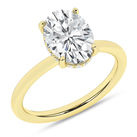 14K Yellow Gold Lab Grown 3.18ctw Oval Diamond Hidden Halo Engagement Ring