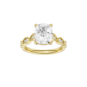 14K Yellow Gold Lab Grown 2.72ctw Elongated Cushion Diamond Engagement Ring with Trellis Shank