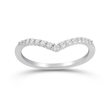 14K White Gold Pave Diamond Contour Band