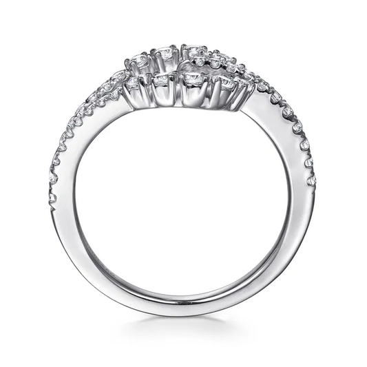 14K White Gold Diamond Teardrop Link Ring